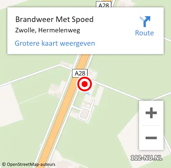 Locatie op kaart van de 112 melding: Brandweer Met Spoed Naar Zwolle, Hermelenweg op 22 juni 2022 17:22