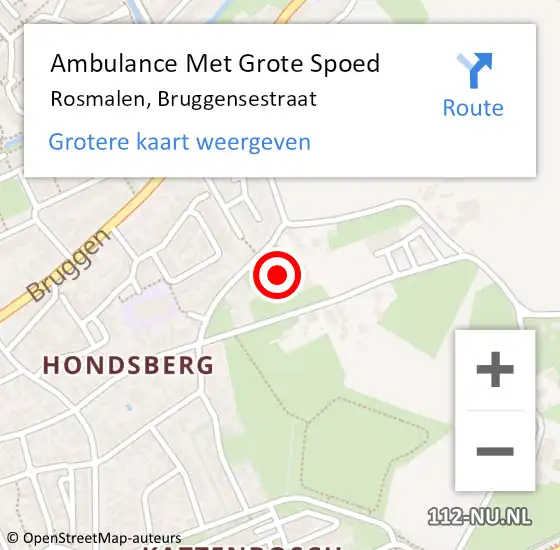 Locatie op kaart van de 112 melding: Ambulance Met Grote Spoed Naar Rosmalen, Bruggensestraat op 21 juli 2014 03:07