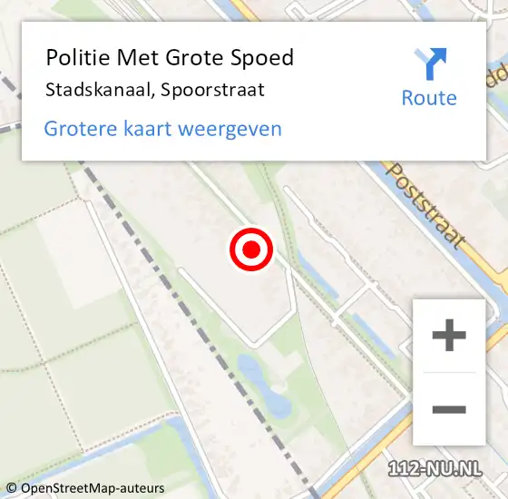 Locatie op kaart van de 112 melding: Politie Met Grote Spoed Naar Stadskanaal, Spoorstraat op 22 juni 2022 17:27