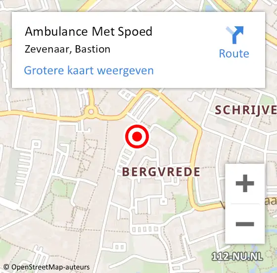 Locatie op kaart van de 112 melding: Ambulance Met Spoed Naar Zevenaar, Bastion op 22 juni 2022 17:35