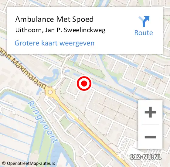 Locatie op kaart van de 112 melding: Ambulance Met Spoed Naar Uithoorn, Jan P. Sweelinckweg op 22 juni 2022 17:44