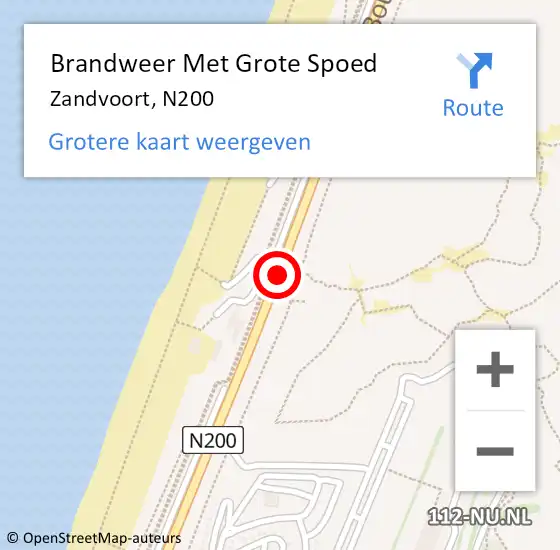Locatie op kaart van de 112 melding: Brandweer Met Grote Spoed Naar Zandvoort, N200 op 21 juli 2014 03:13