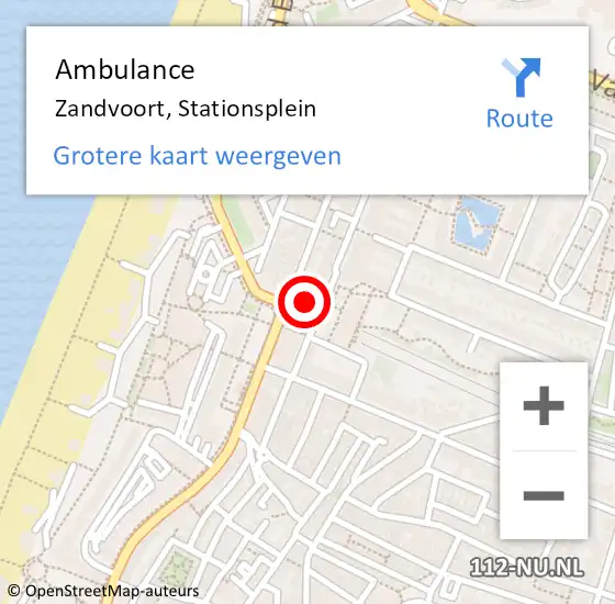 Locatie op kaart van de 112 melding: Ambulance Zandvoort, Stationsplein op 22 juni 2022 17:52