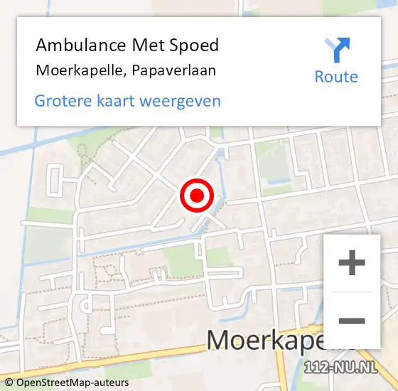 Locatie op kaart van de 112 melding: Ambulance Met Spoed Naar Moerkapelle, Papaverlaan op 22 juni 2022 17:53