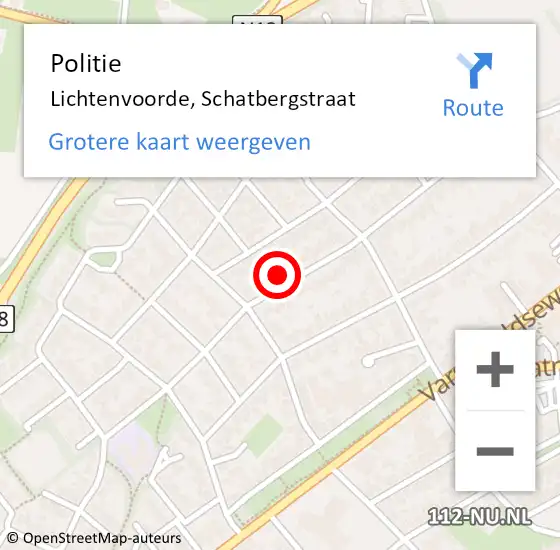 Locatie op kaart van de 112 melding: Politie Lichtenvoorde, Schatbergstraat op 22 juni 2022 17:59