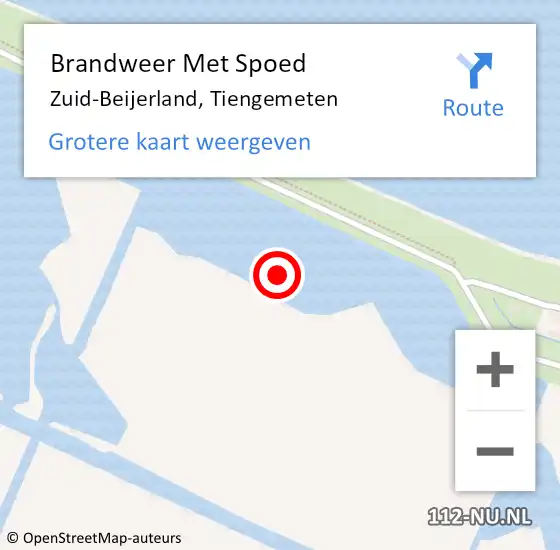 Locatie op kaart van de 112 melding: Brandweer Met Spoed Naar Zuid-Beijerland, Tiengemeten op 22 juni 2022 17:59