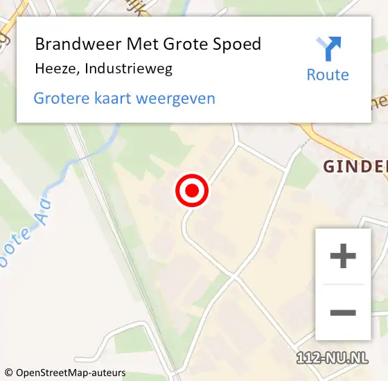 Locatie op kaart van de 112 melding: Brandweer Met Grote Spoed Naar Heeze, Industrieweg op 22 juni 2022 18:15