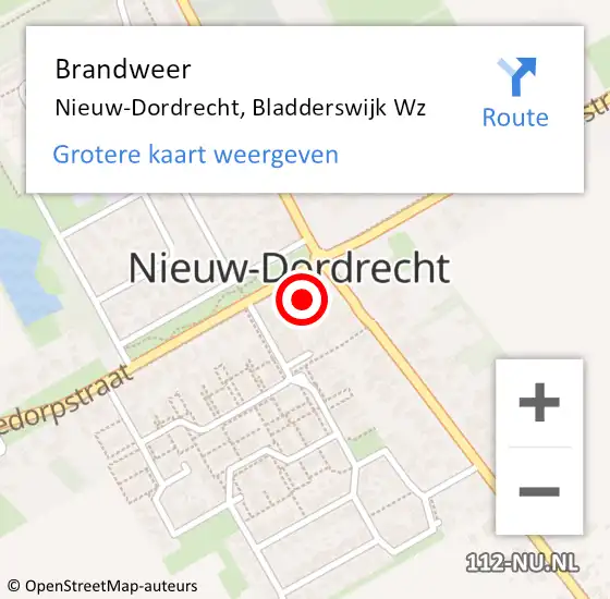Locatie op kaart van de 112 melding: Brandweer Nieuw Dordrecht op 22 juni 2022 18:16