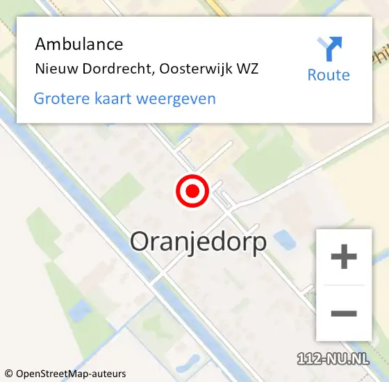 Locatie op kaart van de 112 melding: Ambulance Nieuw Dordrecht, Oosterwijk WZ op 22 juni 2022 18:16