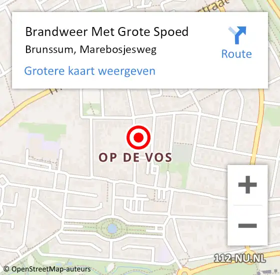 Locatie op kaart van de 112 melding: Brandweer Met Grote Spoed Naar Brunssum, Marebosjesweg op 22 juni 2022 18:16