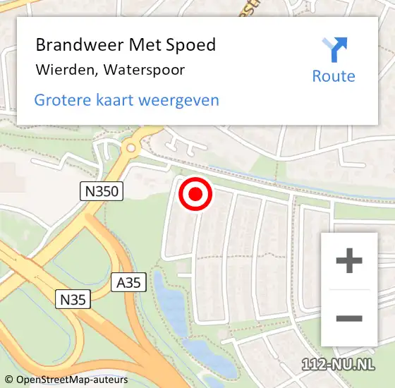 Locatie op kaart van de 112 melding: Brandweer Met Spoed Naar Wierden, Waterspoor op 22 juni 2022 18:22