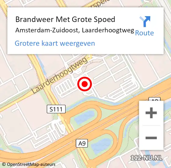 Locatie op kaart van de 112 melding: Brandweer Met Grote Spoed Naar Amsterdam-Zuidoost, Laarderhoogtweg op 22 juni 2022 18:24
