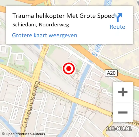 Locatie op kaart van de 112 melding: Trauma helikopter Met Grote Spoed Naar Schiedam, Noorderweg op 22 juni 2022 18:25