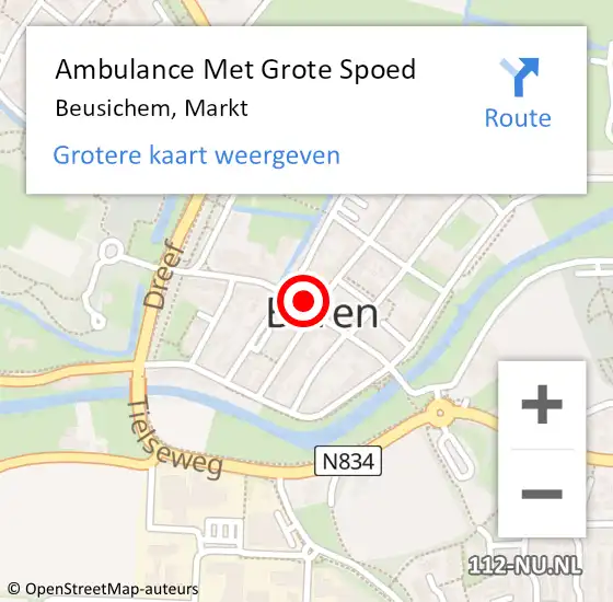 Locatie op kaart van de 112 melding: Ambulance Met Grote Spoed Naar Beusichem, Markt op 22 juni 2022 18:33