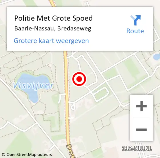 Locatie op kaart van de 112 melding: Politie Met Grote Spoed Naar Baarle-Nassau, Bredaseweg op 22 juni 2022 18:38