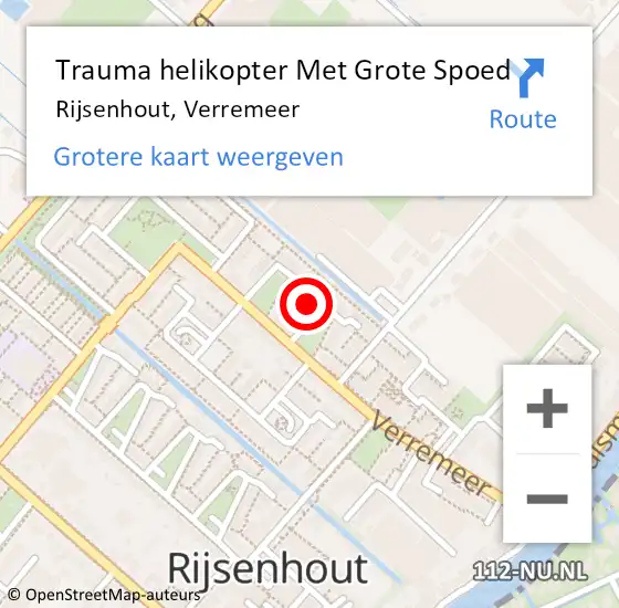 Locatie op kaart van de 112 melding: Trauma helikopter Met Grote Spoed Naar Rijsenhout, Verremeer op 22 juni 2022 18:38