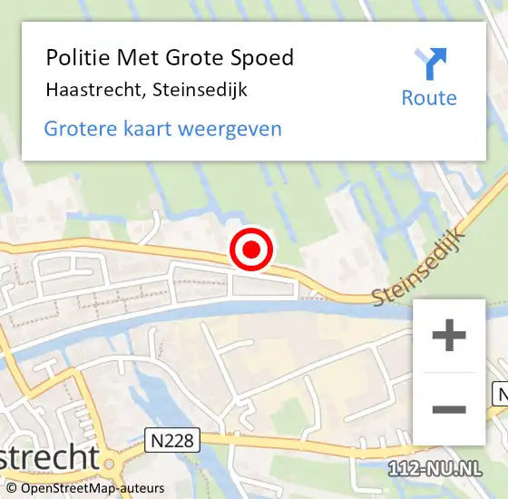 Locatie op kaart van de 112 melding: Politie Met Grote Spoed Naar Haastrecht, Steinsedijk op 22 juni 2022 18:41