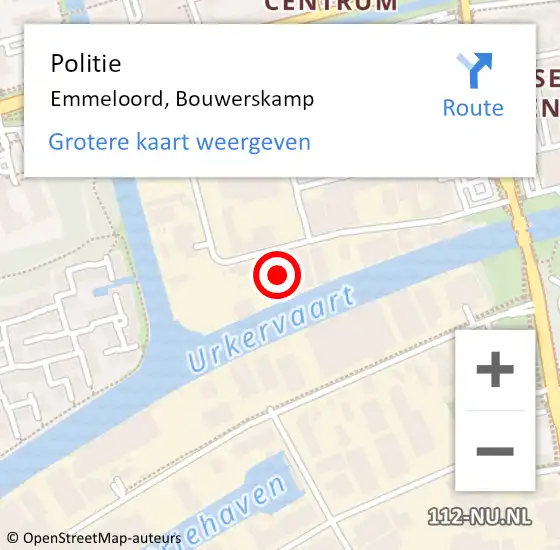 Locatie op kaart van de 112 melding: Politie Emmeloord, Bouwerskamp op 22 juni 2022 19:01