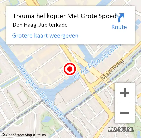 Locatie op kaart van de 112 melding: Trauma helikopter Met Grote Spoed Naar Den Haag, Jupiterkade op 22 juni 2022 19:16