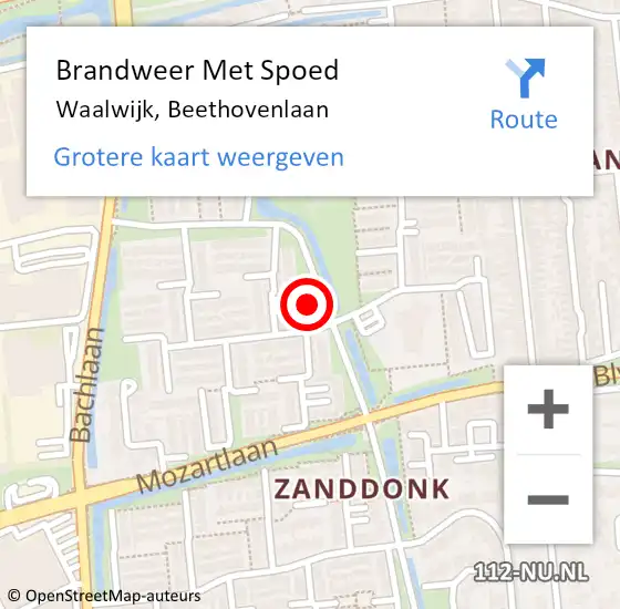 Locatie op kaart van de 112 melding: Brandweer Met Spoed Naar Waalwijk, Beethovenlaan op 22 juni 2022 19:40