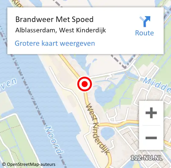 Locatie op kaart van de 112 melding: Brandweer Met Spoed Naar Alblasserdam, West Kinderdijk op 22 juni 2022 19:47