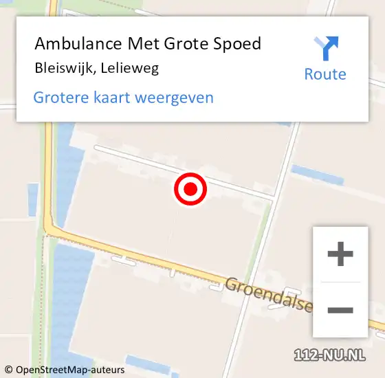 Locatie op kaart van de 112 melding: Ambulance Met Grote Spoed Naar Bleiswijk, Lelieweg op 22 juni 2022 20:00