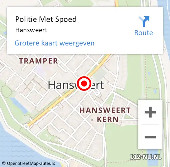 Locatie op kaart van de 112 melding: Politie Met Spoed Naar Hansweert op 22 juni 2022 20:07