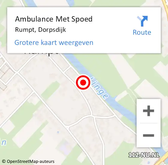 Locatie op kaart van de 112 melding: Ambulance Met Spoed Naar Rumpt, Dorpsdijk op 22 juni 2022 20:08