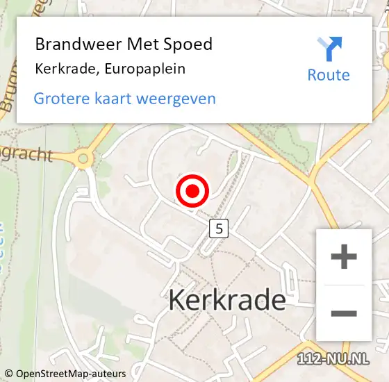 Locatie op kaart van de 112 melding: Brandweer Met Spoed Naar Kerkrade, Europaplein op 22 juni 2022 20:25