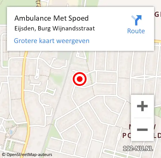 Locatie op kaart van de 112 melding: Ambulance Met Spoed Naar Eijsden, Burg Wijnandsstraat op 21 juli 2014 04:17