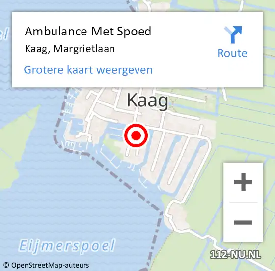 Locatie op kaart van de 112 melding: Ambulance Met Spoed Naar Kaag, Margrietlaan op 22 juni 2022 20:56