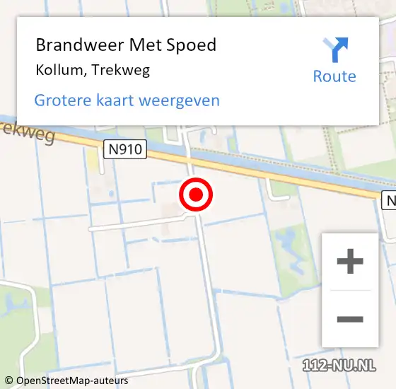 Locatie op kaart van de 112 melding: Brandweer Met Spoed Naar Kollum, Trekweg op 22 juni 2022 21:10