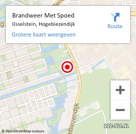 Locatie op kaart van de 112 melding: Brandweer Met Spoed Naar IJsselstein, Hogebiezendijk op 22 juni 2022 21:15