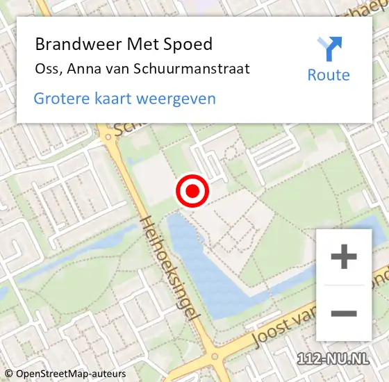 Locatie op kaart van de 112 melding: Brandweer Met Spoed Naar Oss, Anna van Schuurmanstraat op 22 juni 2022 21:17