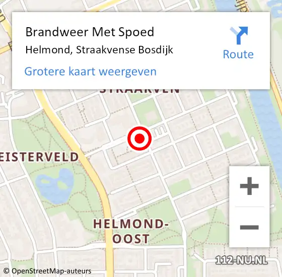 Locatie op kaart van de 112 melding: Brandweer Met Spoed Naar Helmond, Straakvense Bosdijk op 22 juni 2022 21:56