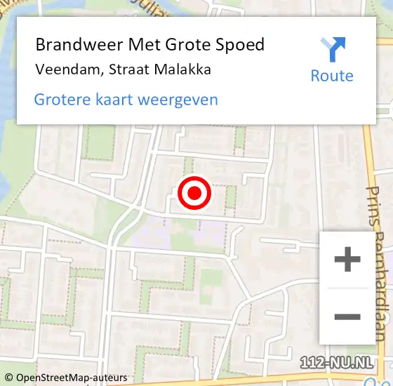 Locatie op kaart van de 112 melding: Brandweer Met Grote Spoed Naar Veendam, Straat Malakka op 22 juni 2022 21:57