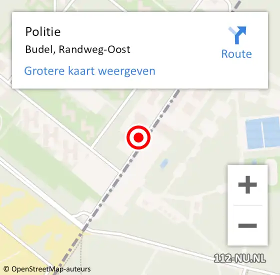 Locatie op kaart van de 112 melding: Politie Budel, Randweg-Oost op 22 juni 2022 22:04