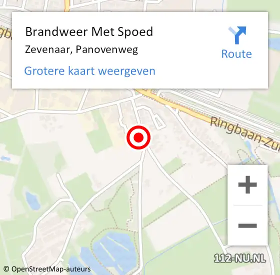 Locatie op kaart van de 112 melding: Brandweer Met Spoed Naar Zevenaar, Panovenweg op 22 juni 2022 22:10