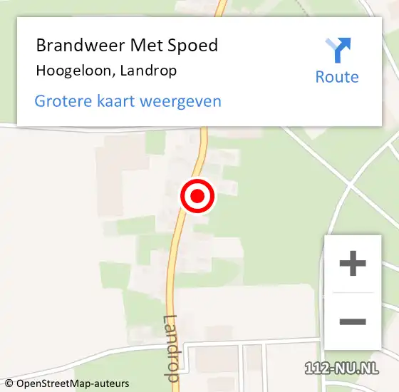 Locatie op kaart van de 112 melding: Brandweer Met Spoed Naar Hoogeloon, Landrop op 22 juni 2022 22:15