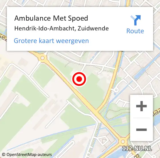 Locatie op kaart van de 112 melding: Ambulance Met Spoed Naar Hendrik-Ido-Ambacht, Zuidwende op 22 juni 2022 22:21