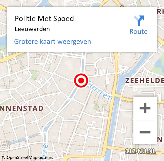 Locatie op kaart van de 112 melding: Politie Met Spoed Naar Leeuwarden op 22 juni 2022 22:24