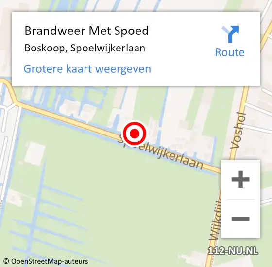 Locatie op kaart van de 112 melding: Brandweer Met Spoed Naar Boskoop, Spoelwijkerlaan op 22 juni 2022 22:34