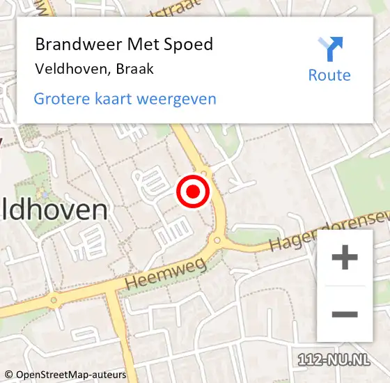 Locatie op kaart van de 112 melding: Brandweer Met Spoed Naar Veldhoven, Braak op 22 juni 2022 22:44