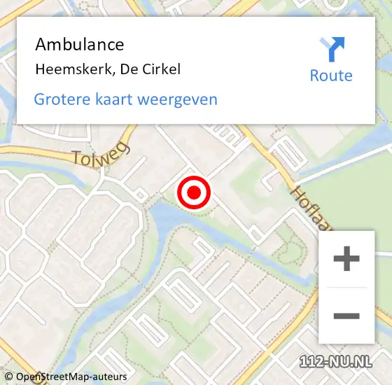 Locatie op kaart van de 112 melding: Ambulance Heemskerk, De Cirkel op 22 juni 2022 22:56