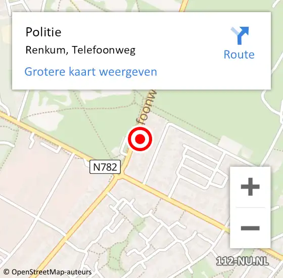 Locatie op kaart van de 112 melding: Politie Renkum, Telefoonweg op 23 juni 2022 00:20