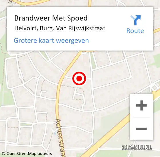 Locatie op kaart van de 112 melding: Brandweer Met Spoed Naar Helvoirt, Burg. Van Rijswijkstraat op 23 juni 2022 00:45