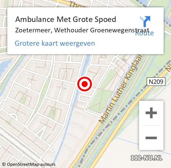 Locatie op kaart van de 112 melding: Ambulance Met Grote Spoed Naar Zoetermeer, Wethouder Groenewegenstraat op 23 juni 2022 00:55