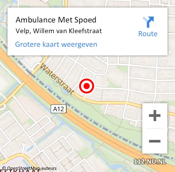 Locatie op kaart van de 112 melding: Ambulance Met Spoed Naar Velp, Willem van Kleefstraat op 23 juni 2022 00:56