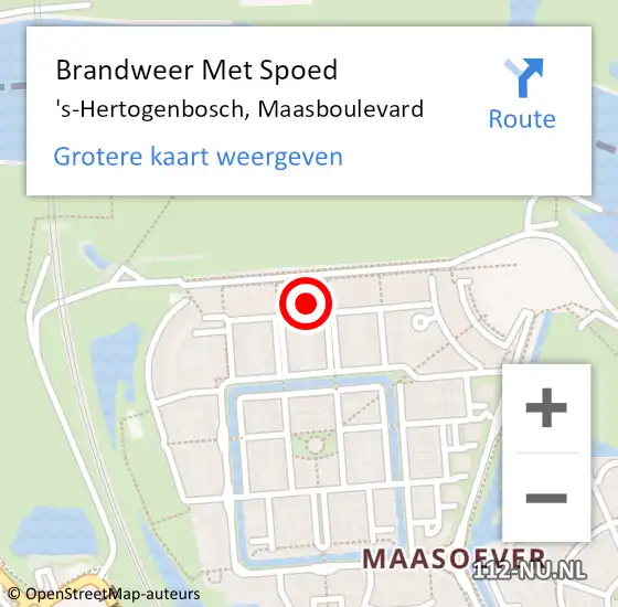 Locatie op kaart van de 112 melding: Brandweer Met Spoed Naar 's-Hertogenbosch, Maasboulevard op 23 juni 2022 00:59