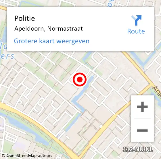 Locatie op kaart van de 112 melding: Politie Apeldoorn, Normastraat op 23 juni 2022 01:51